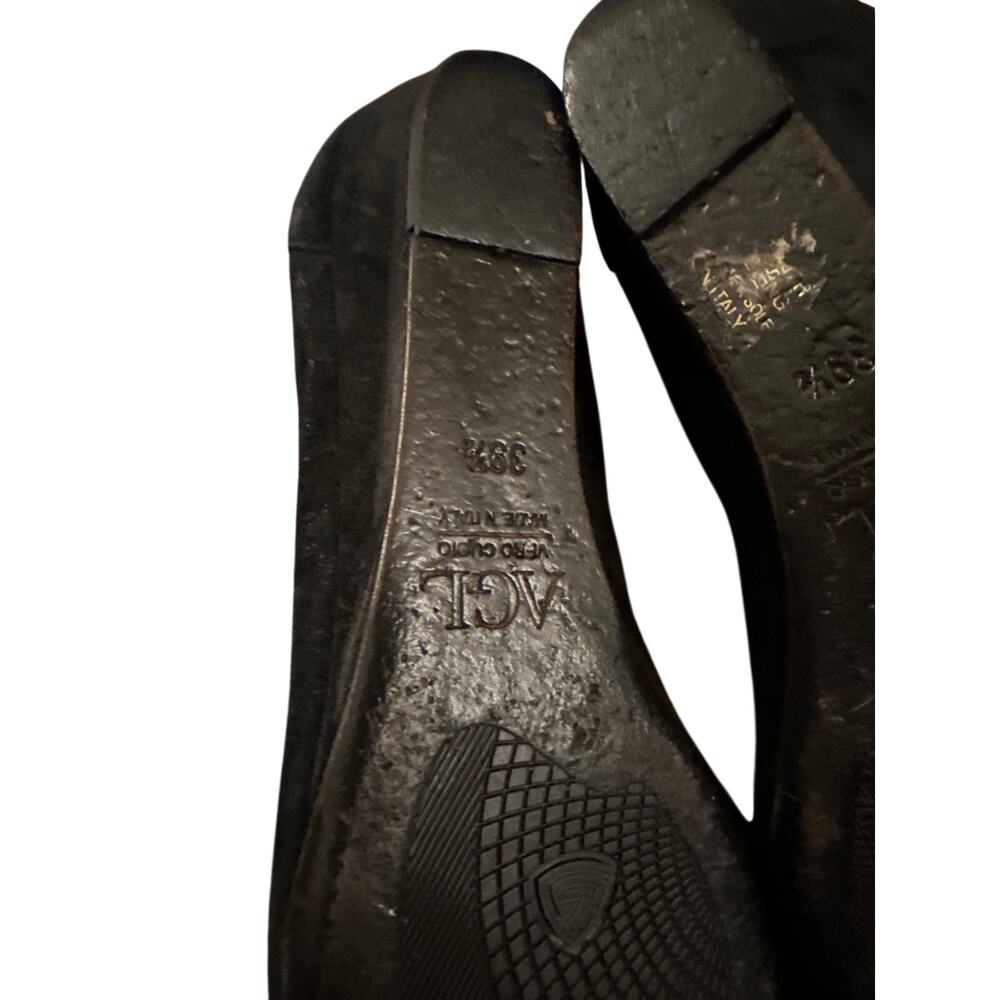 Women 39.5 AGL Attilio Giusti Leombruni Italy Black Ballet Wedge Shoes Flats - Picture 9 of 10